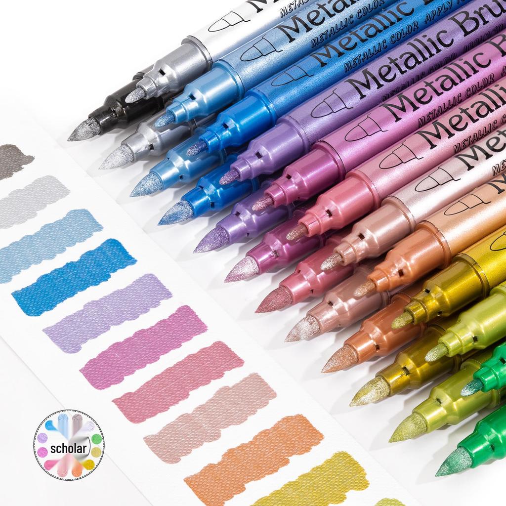 Wide Nala Dual-Tip Metal Marker for Glass, Ceramic, Plastic - Soft & Hard Tips for Hand-Painted, Signature, Graffiti, and DIY Projects. Waterproof.