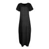 Damen Sommerkleid V-Ausschnitt Kurzarm Strandkleid Maxikleid Lang Kleider Casual Loose Fit Elegant Sommerkleid
