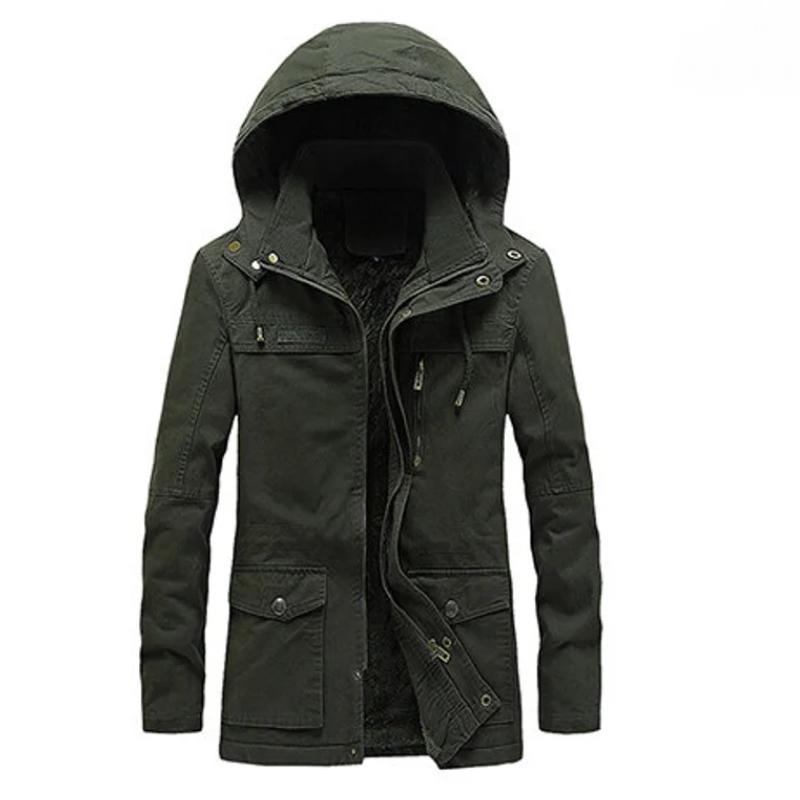 Cotton-padded Jacket Men's Winter Coat Plus Velvet Long Cotton-padded Jacket Washed Cotton-padded Clothes Men