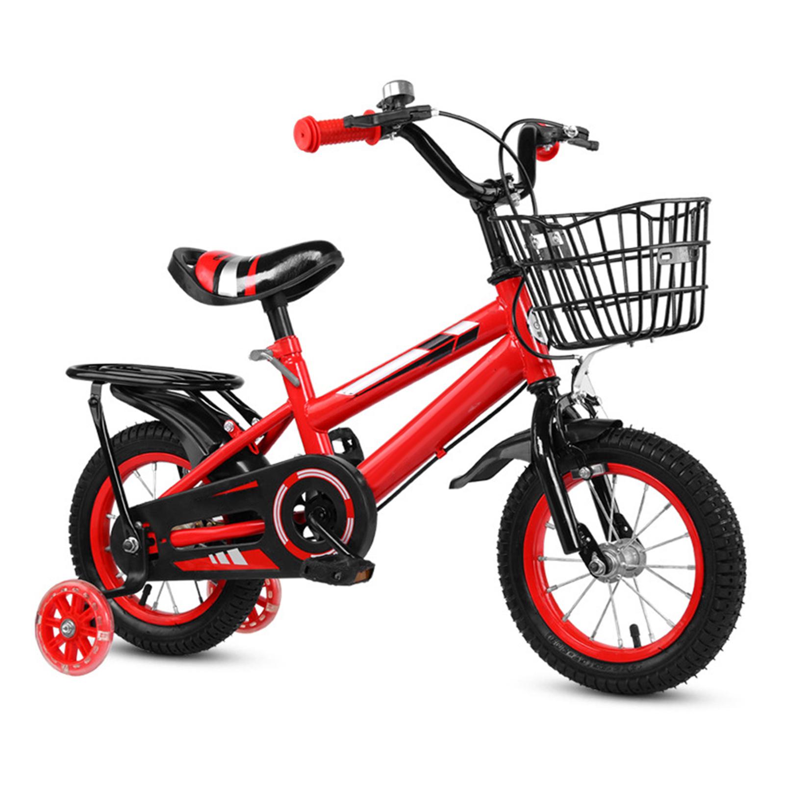 Bicicletă pentru copii 12 14 16 Inch Băieți Fete Bicicletă pentru Copii Mici Înălțime Reglabilă Bicicletă pentru Copii cu Coș Detașabil pentru 2 7 roșu