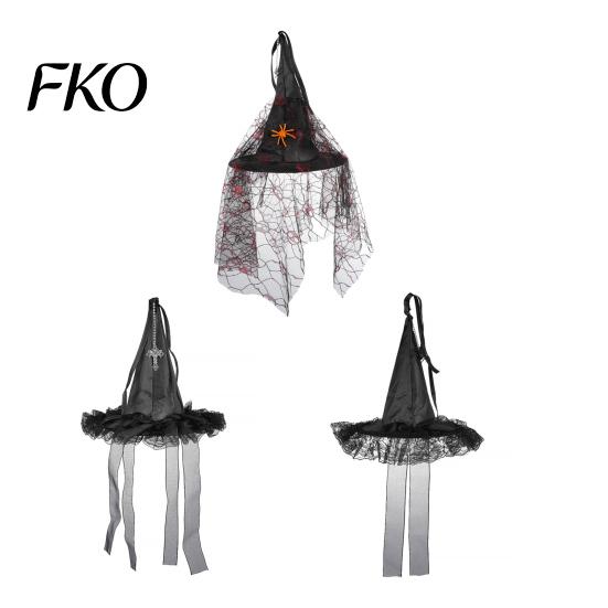 Halloween Costume Party Supplies Witch Hat Hanging Decor, Spider Web Ribbon Prop Decorations for Party, Dark Wizard Accessory Masquerade Spooky
