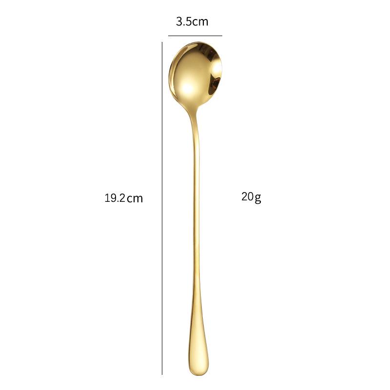 Stainless Steel Long Handle Dessert Spoon for Ice Cream and Coffee