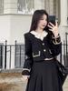 Spring and Autumn Xiaoxiangfeng temperament retro French Hepburn style splicing top + skirt two-piece suit for women