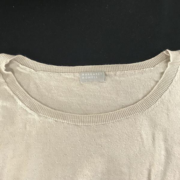 Margaret Howell Japan Cotton Cashmere 3/4 Sleeve Sweater Free Ivory Lightweight(USED)