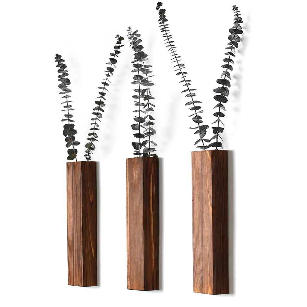 Wood Wall Planter Wall Decor for Artificial Flower Plants Wooden Plant Holders Wall Plant Pocket Vase Hanging for Living Room Be
