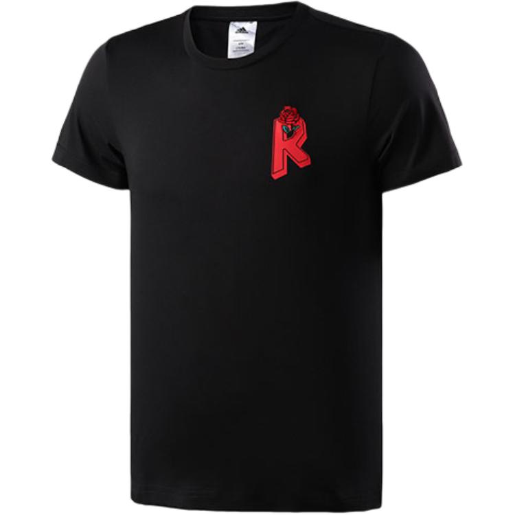 

Adidas Модная универсальная баскетбольная футболка с коротким рукавом для мужчин, черные топы DX6942 XXXL