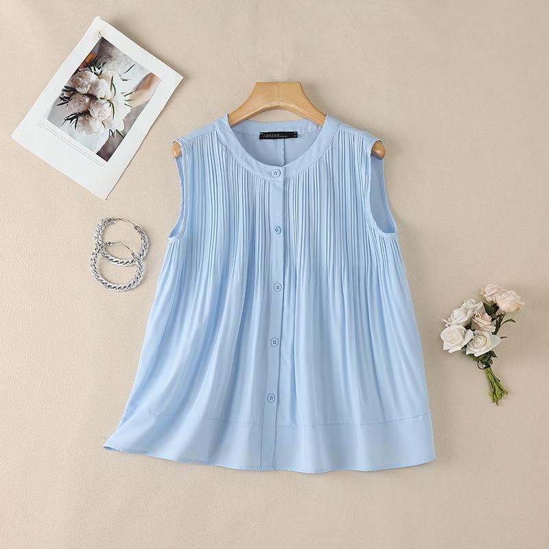 ZANZEA Women Casual Round Neck Loose Sleeveless Tank Tops