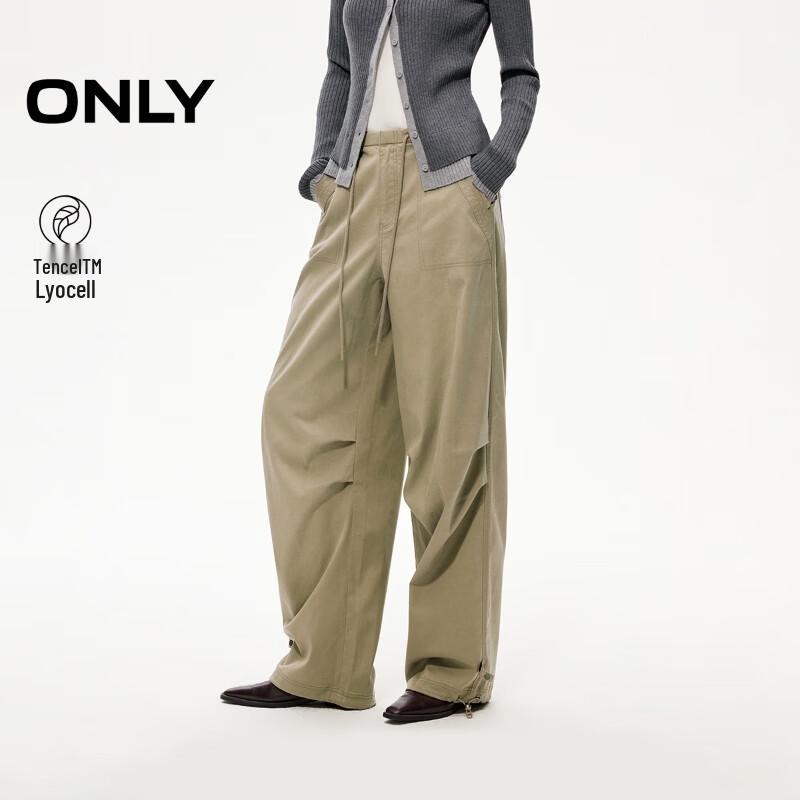 ONLY Women s Tencel Blend Wide-Leg Cargo Pants L Standard Length