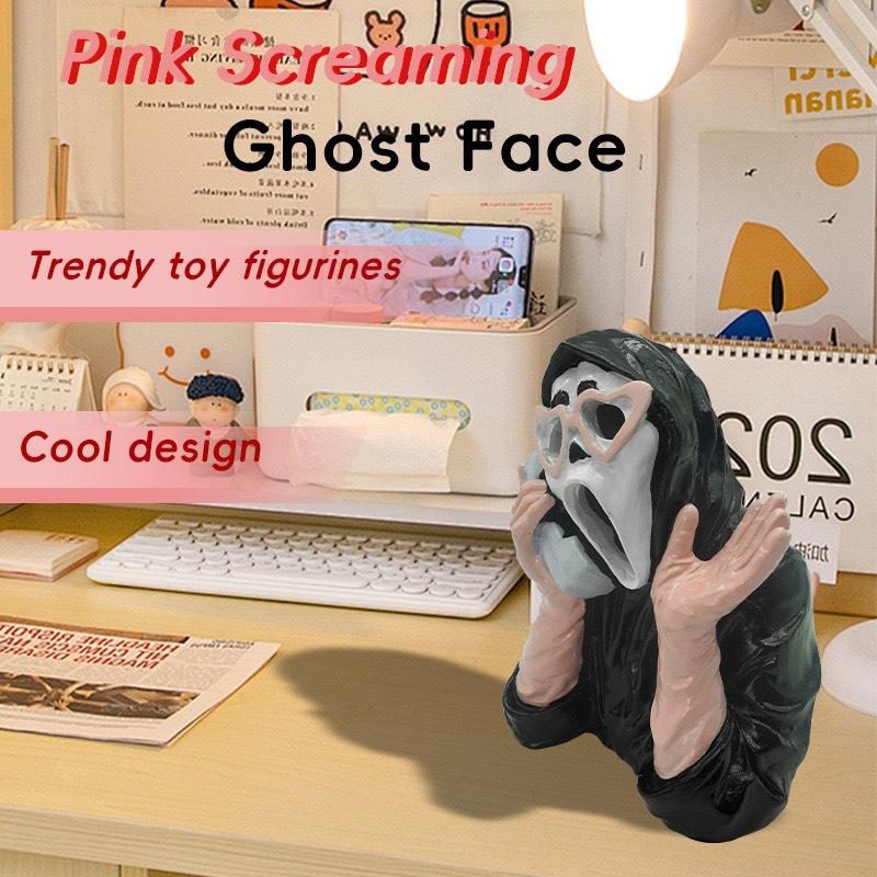 Halloween Scream Meisje Mobiele Telefoonhouder, Eng Grappige Bureau Decoratie, Creepy Horror Figuurtje Cadeau voor Halloween Feest Decoratie