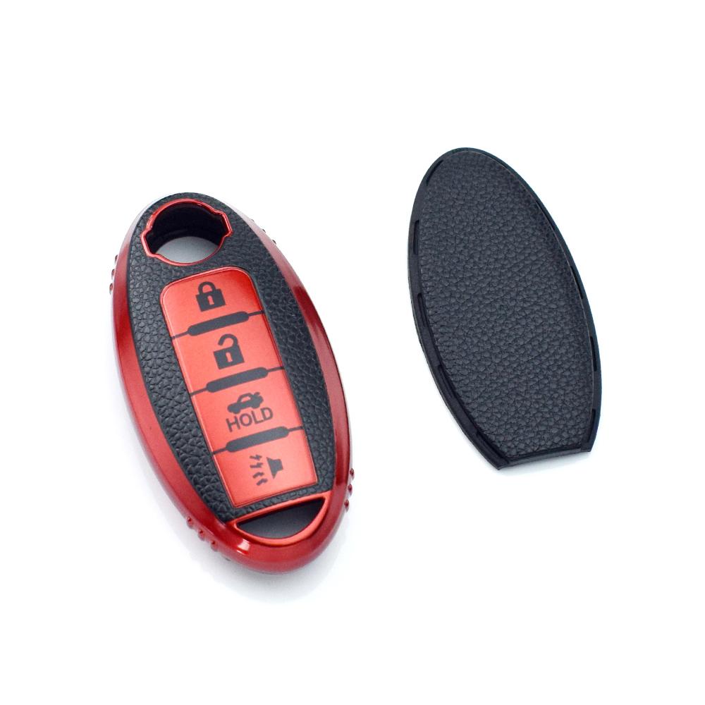 4 Buttons Shell Fob Holder for Nissan Qashqai J11 J10 X Trail T32 Versa Note Patrol Leaf Micra Leather TPU Car Key Case Cover Accessories