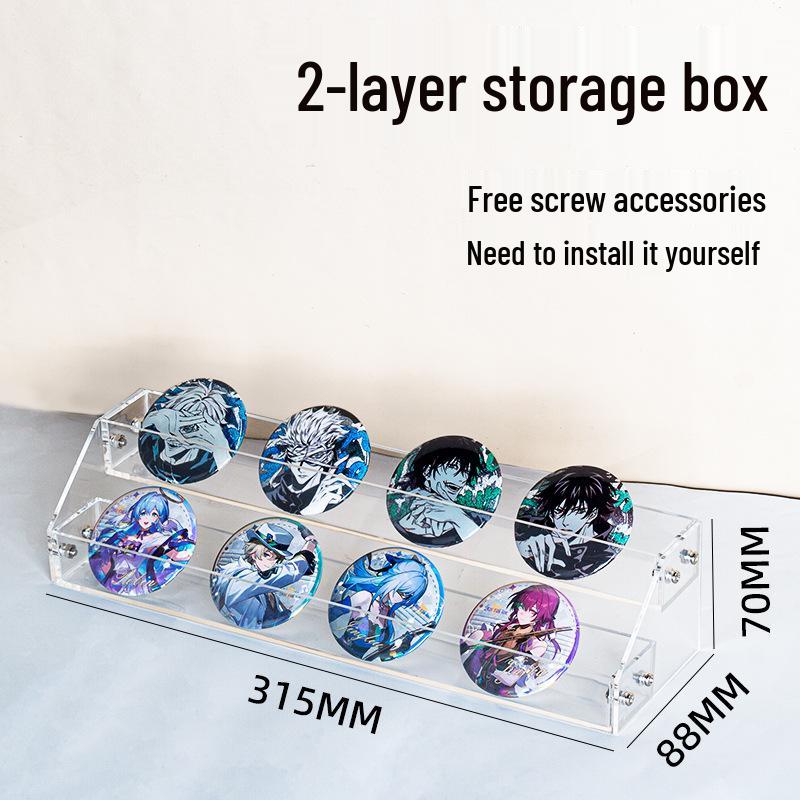 Baji Acrylic Tiered Display Stand: Transparent, Dustproof Desktop Organizer with Grooved Shelves.