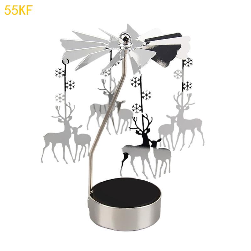 

55KF Rotating Holder Rotary Tealight Holder Christmas Table Decoration Windmill Revolving Candlestick for Wedding Gift