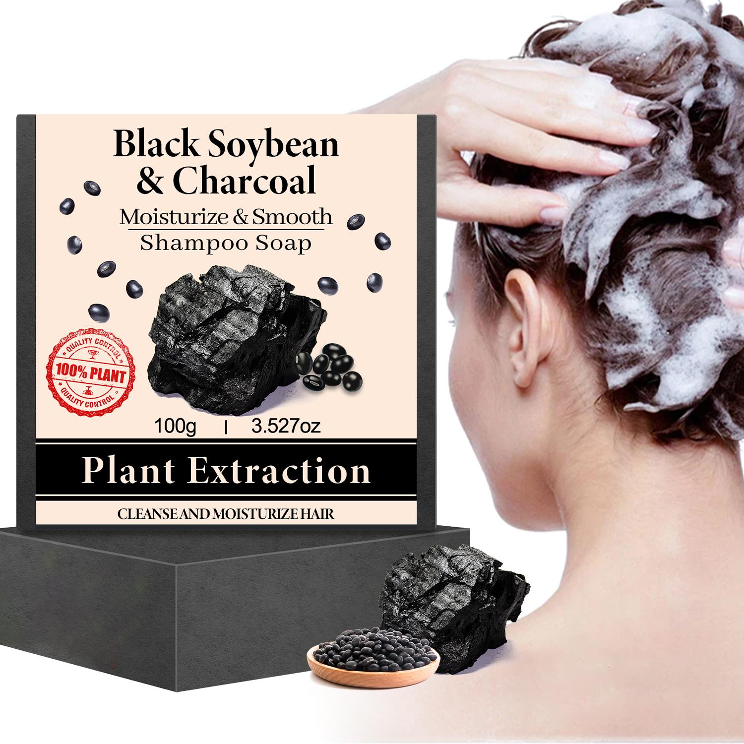 

Black Soybean & Charcoal Shampoo Soap-Cleanse and Moisturize Dry, Brittle Hair-Strengthen Hair With Black & Charcoal, 100g