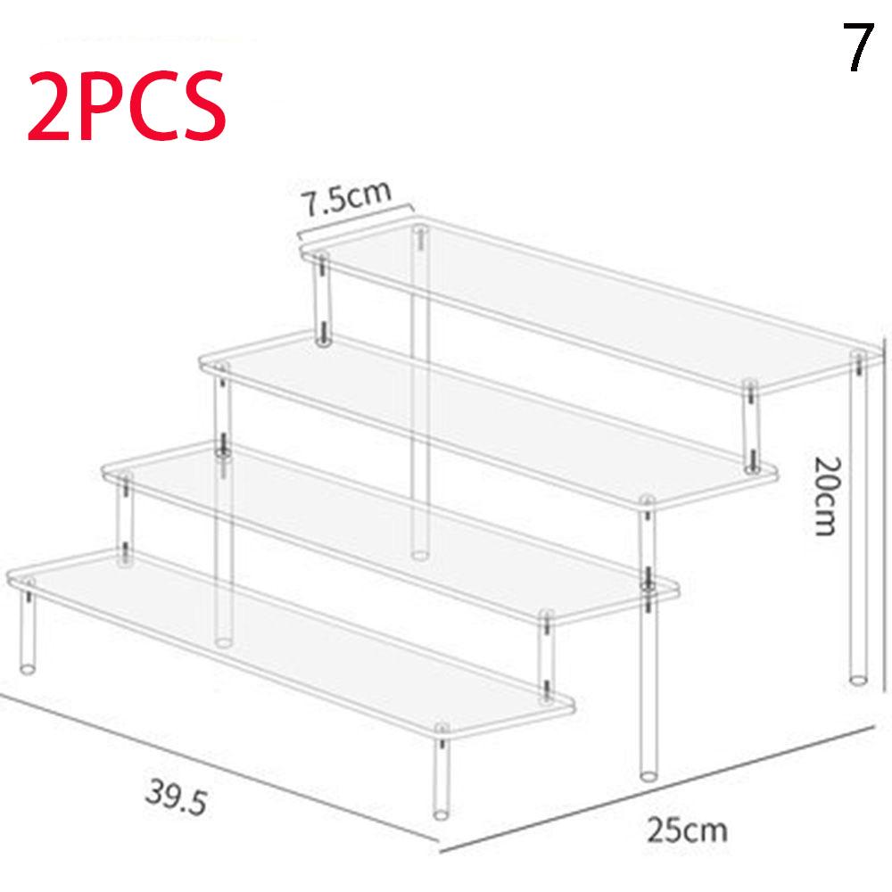 Espositore espositivo in acrilico da 1-4 livelli, espositore durevole per cupcake, bambole, profumi, mensola portaoggetti trapezoidale trasparente
