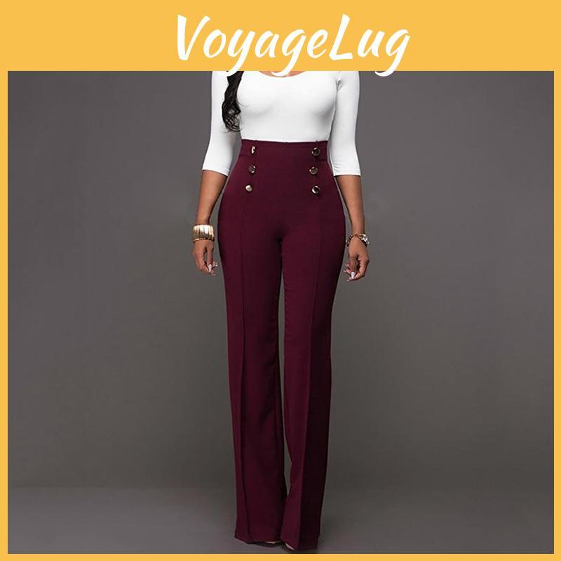 High Casual Women Waist Flare Wide Leg Long Pants Summer Fashion 5 Color