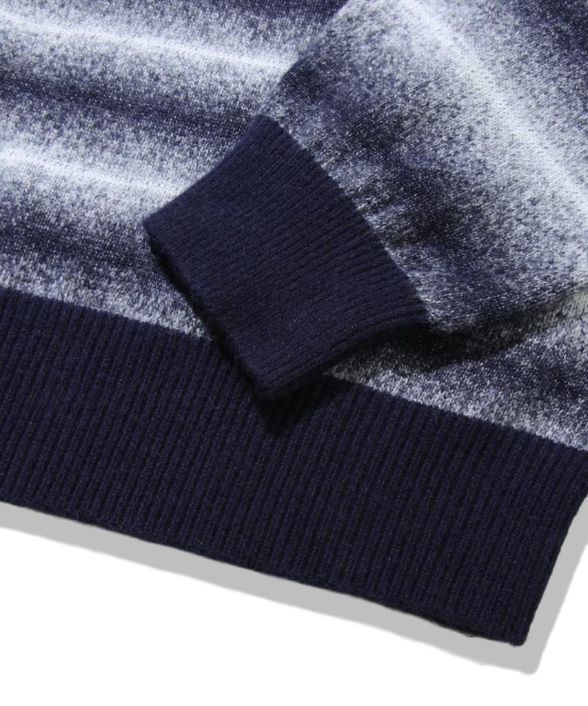 TRILLION Washable Gradient Stripe Crewneck Knit_Navy
