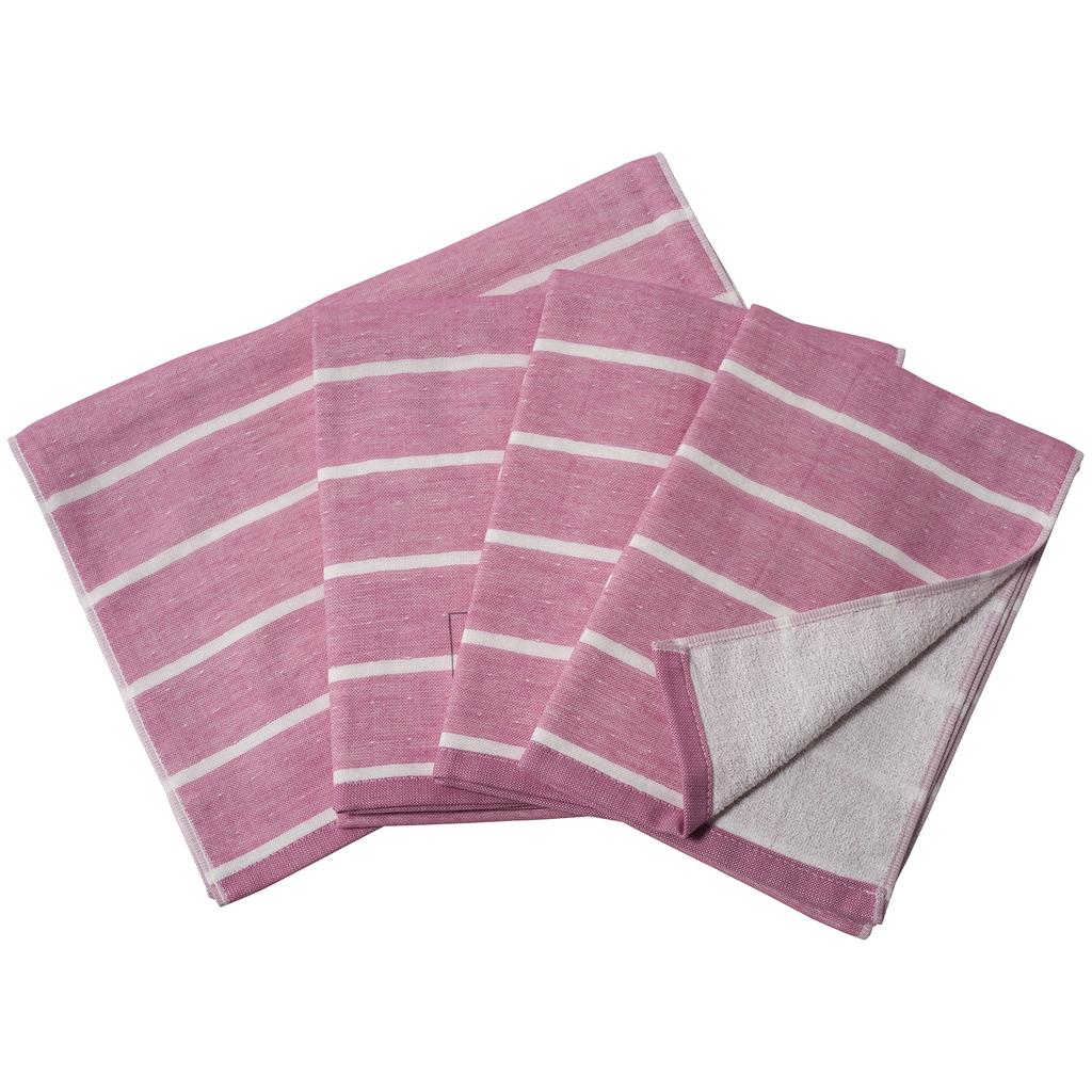hiorie Border Gauze Face Set of Berry Senshu Towel (Hiorie) Japanese-Made Towels, 4, Pink,