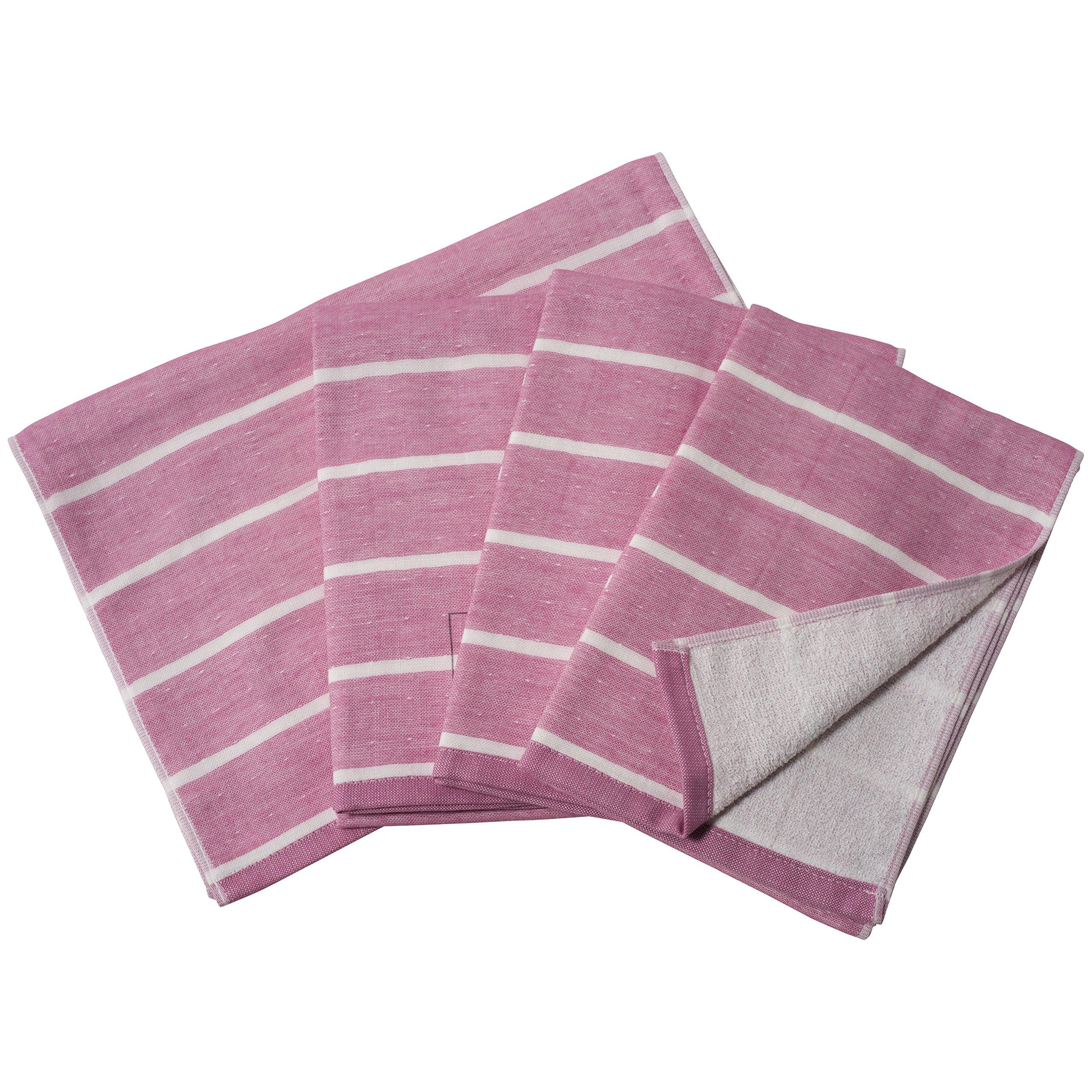 

hiorie Border Gauze Face Set of Berry Senshu Towel (Hiorie) Japanese-Made Towels, 4, Pink,