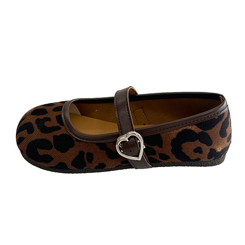 Leopard Print Women Mary Jane Shoes Fashion Shallow Butterfly-knot Flats Retro Style Ladies Comfort Soft Sole Ballerina Shoes
