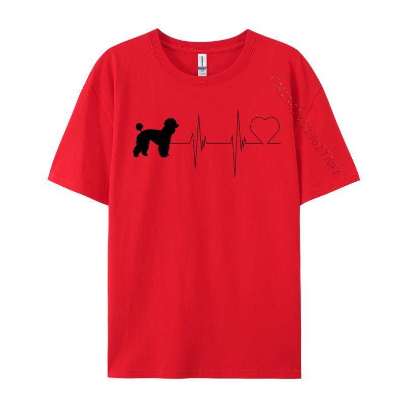

Poodle Dog Heartbeat Lover TShirt 2024 Newest Print Mens Cotton Tops Shirts Custom Awesome Anime T Shirts S