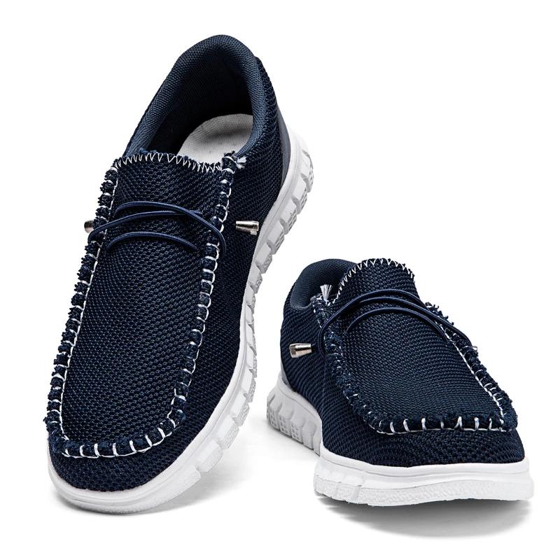 

Кроссовки для бега Fujeak Comfort, повседневные мужские кроссовки, легкие мокасины больших размеров, модная обувь на плоской подошве, дышащая нескользящая обувь 46 темно-синий