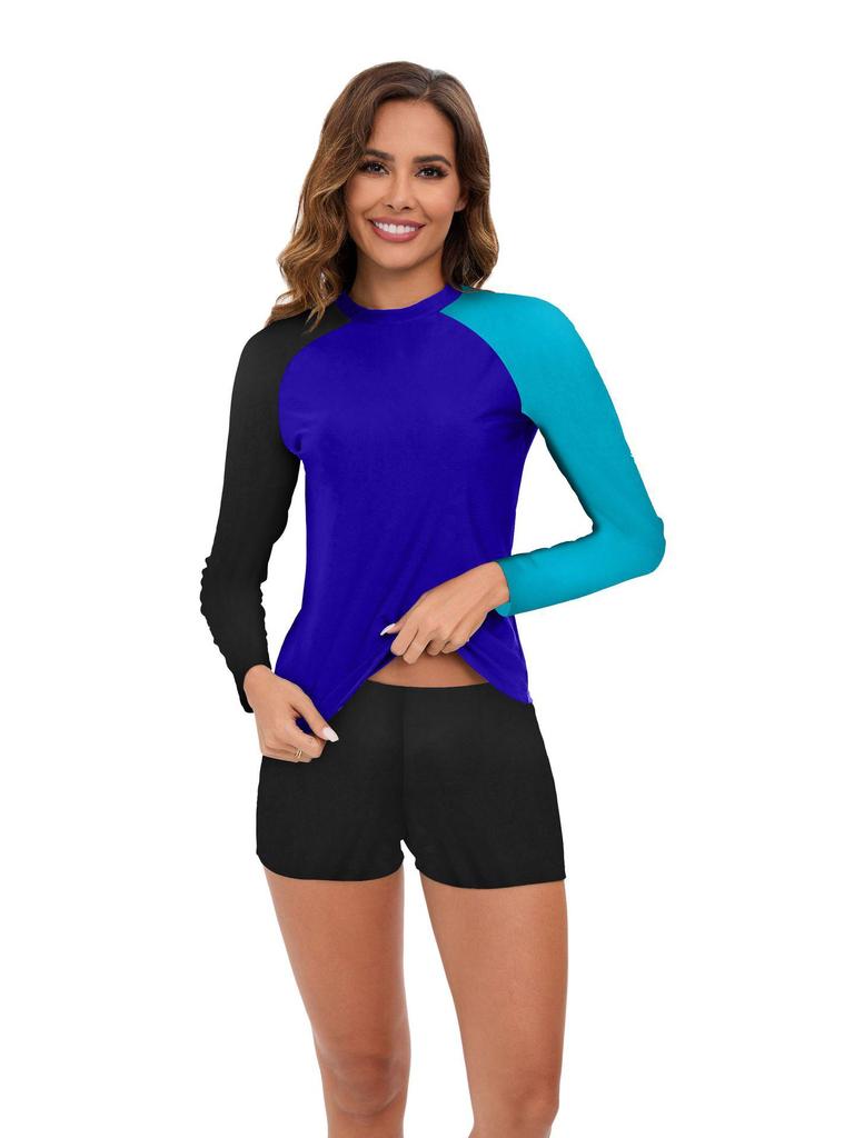 Women's Long-Sleeve Split Spliced Surf Swimwear - Sexy Printed Design