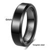 6MM 8MM Double Bevel Three Color Tungsten Steel Smooth Ring Simple Versatile Wedding Band