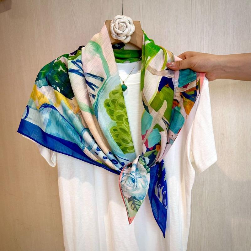 New Chinese Style 90cm Square Scarf Women S Versatile Doli Yarn Scarf For Head And Shoulder