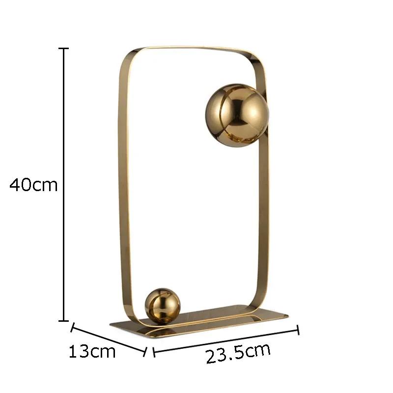 Rectangular Metal Frame Suspension Ball Geometric Artwork Ornaments Desk Decoration Golden/silver Abstract Crafts Modern Decor