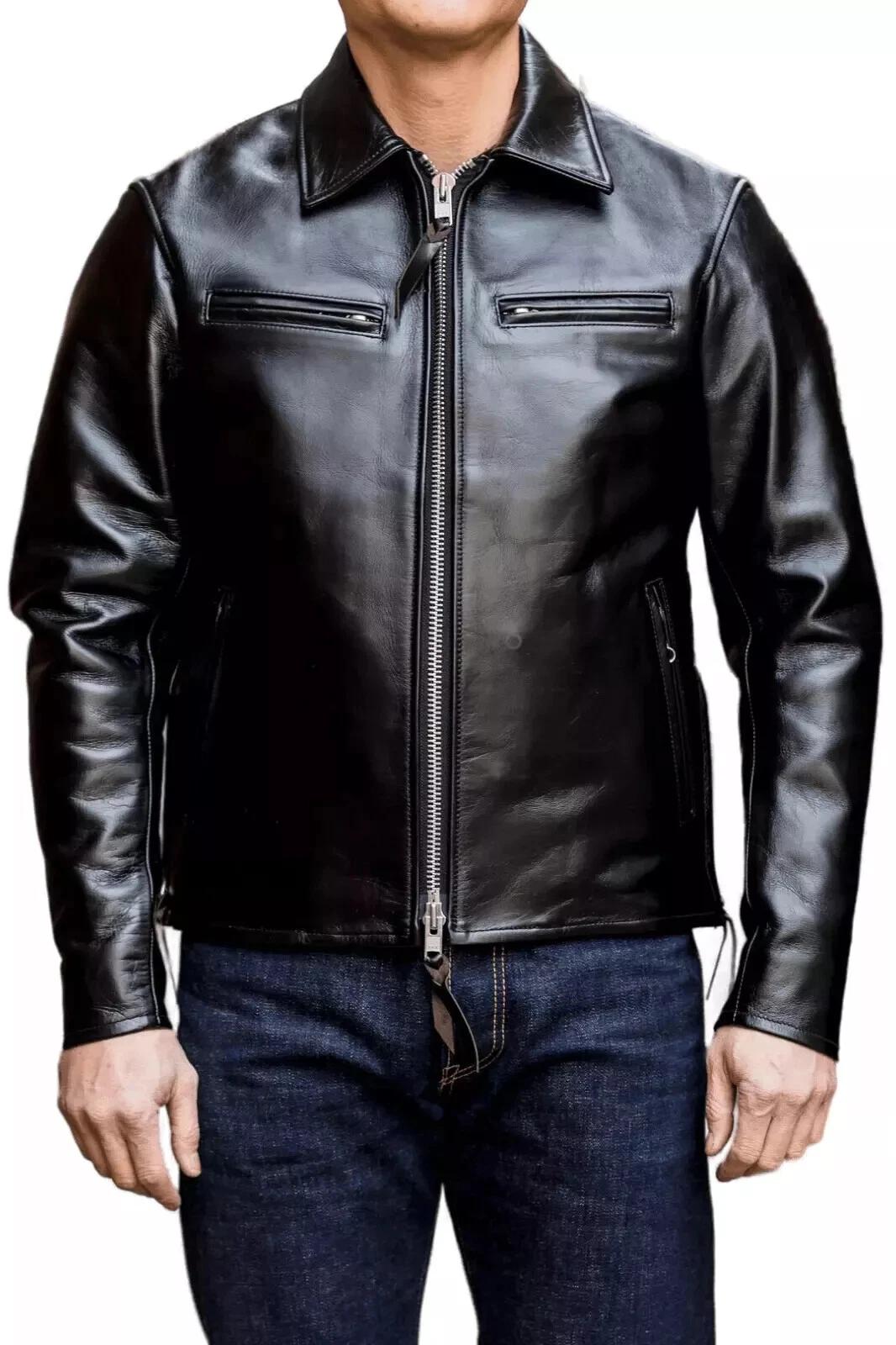 

Black Men s Leather Jacket Genuine Stylish Soft Lambskin Handmade Classic Fashionable 3XL
