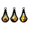 Yousheng Halloween Candle Lantern, Vintage Castle Witch Scarecrow Flameless LED Lighted Lantern for Halloween Table