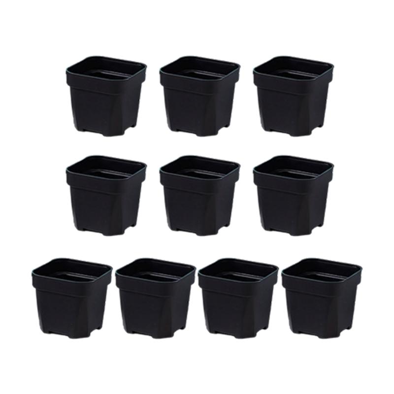 

Set Of 10pcs Practical Drainage Hole Pots For Succulents Plastic Smooth Texture Decorative Plant Containers чёрный