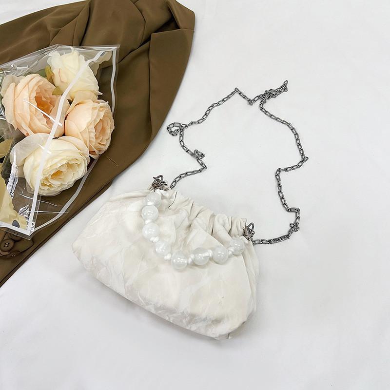 Trendy Women's Beaded Handbag Stylish Chain Crossbody Bucket Bag In Various Colors