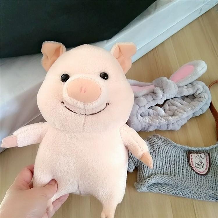 Plush Cute Pig Doll Wearing Sweater Glasses Crossbody Bag Design Gift For