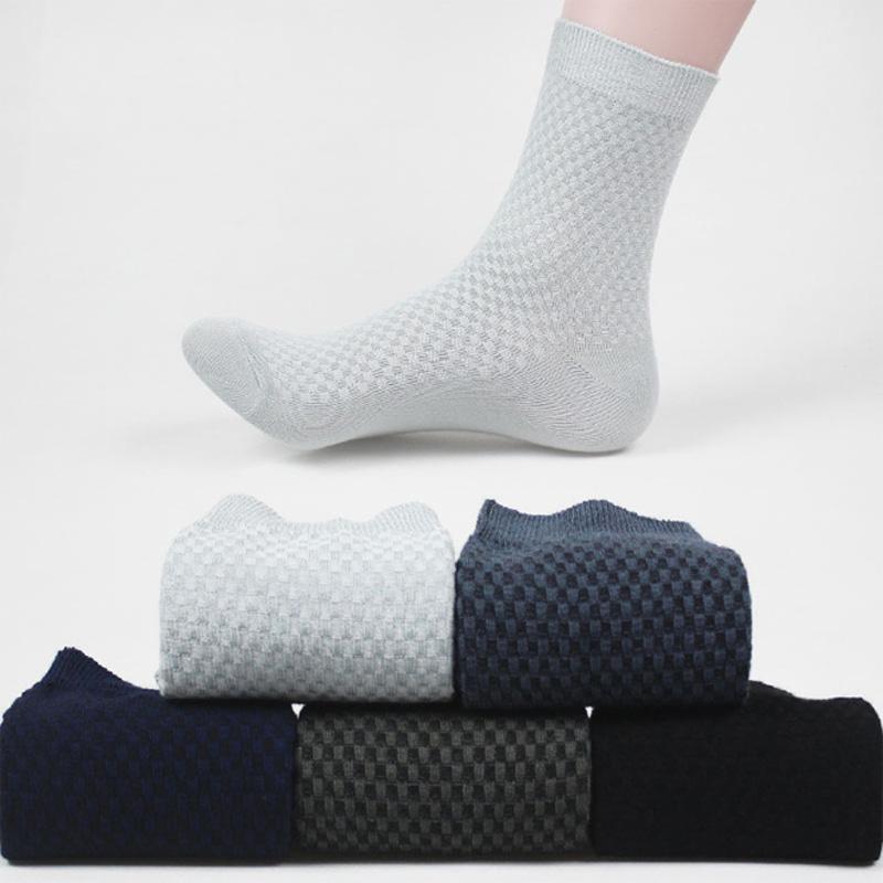 New Bamboo Fiber Men Socks Classic Deodorant Business Brand Crew Socks Men High Quality Casual Compression Socks 5pairs / Lot