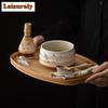 Threaded Ceramic Matcha Four-piece Set Japanese Style Tea Whisk Frothing Stirring Tool Holder Hundred Book Stand Tea Ceremony