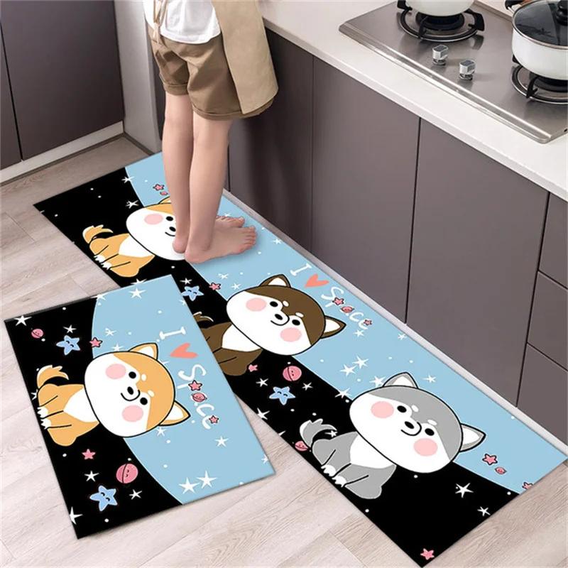 Cartoon Non-slip Soft Kitchen Mat Home Long Strip Kitchens Rug Set Entrance Doormat Washable Hallway Carpet Bath Living Room Rug