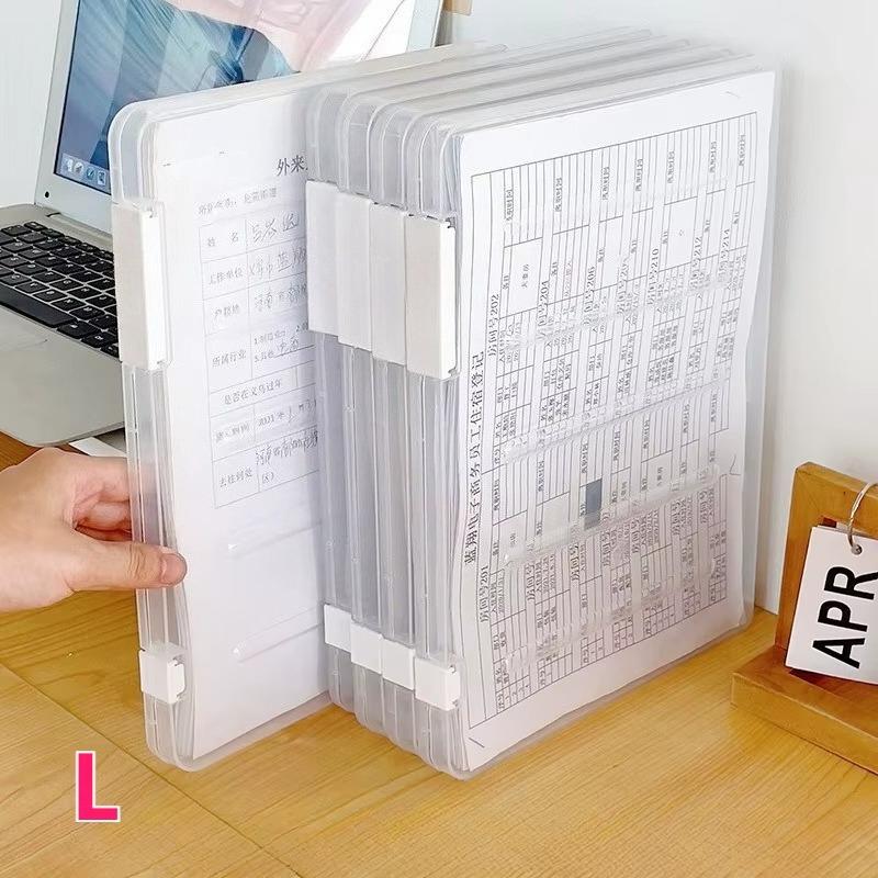 

5pcs A4 File Storage Box Set Transparent Double Snap Archive Box Square Flip Lid Multi-purpose Notebook Paper Magazine Holder