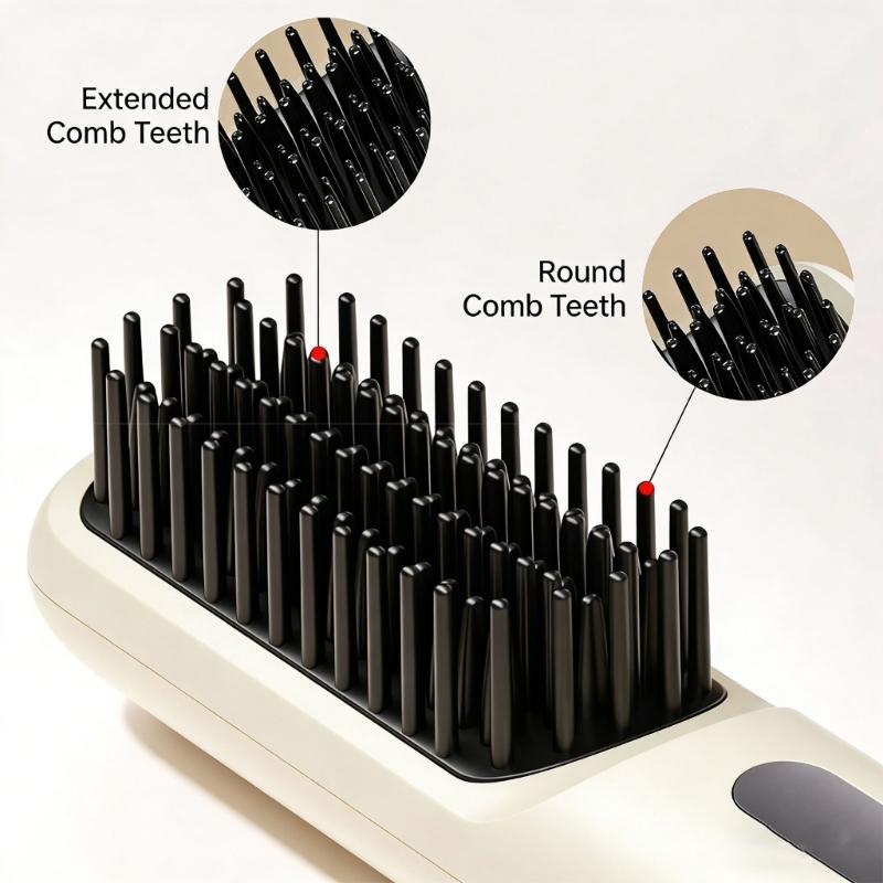 Portable Straightening Comb With Auto Shut Off Feature And Ceramic Coated Plates For Damage Free Hair Care