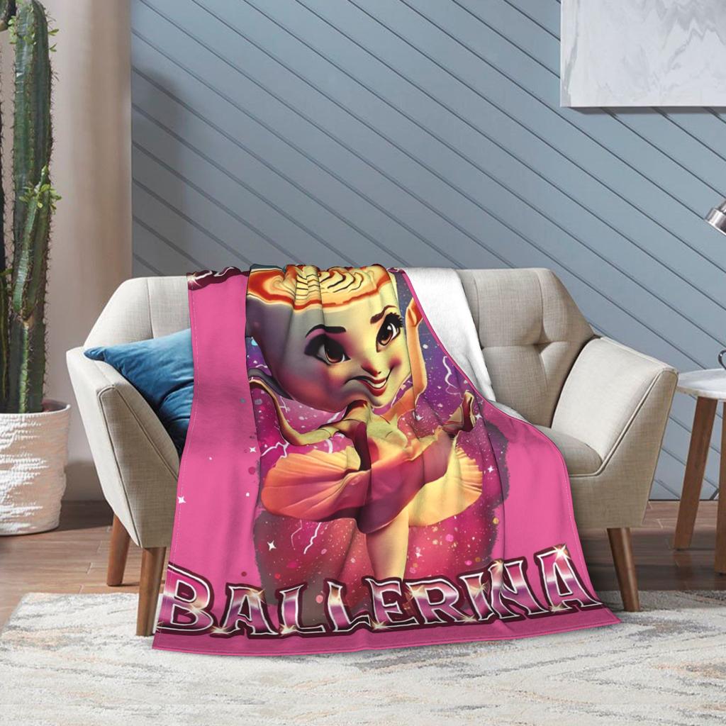 Baletka Cappuccina Italská Brainrot Meme Deka Flanelová Vtipné Prodyšné Přehozy na Postel pro Domov Restauraci Léto