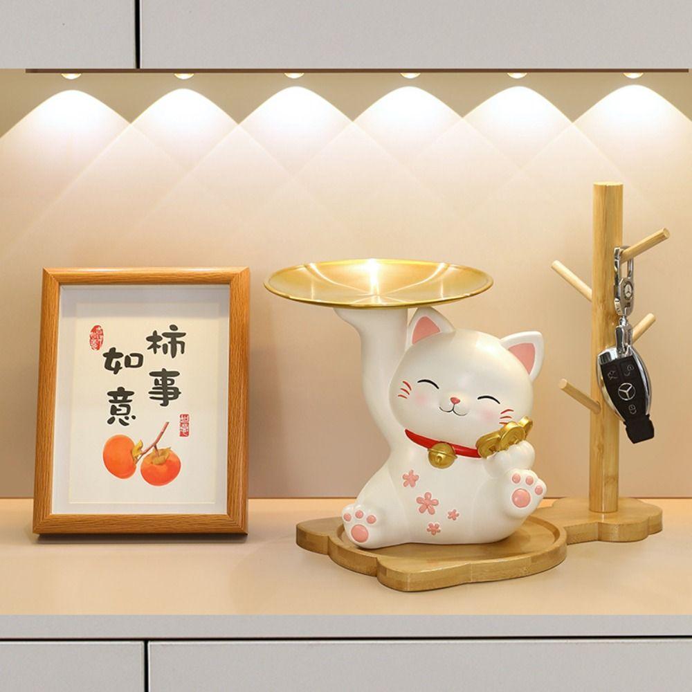 Gifts Porch Storage Easy Use Desktop Ornaments Storage Tray Lucky Cat Ornaments Key Storage Holder