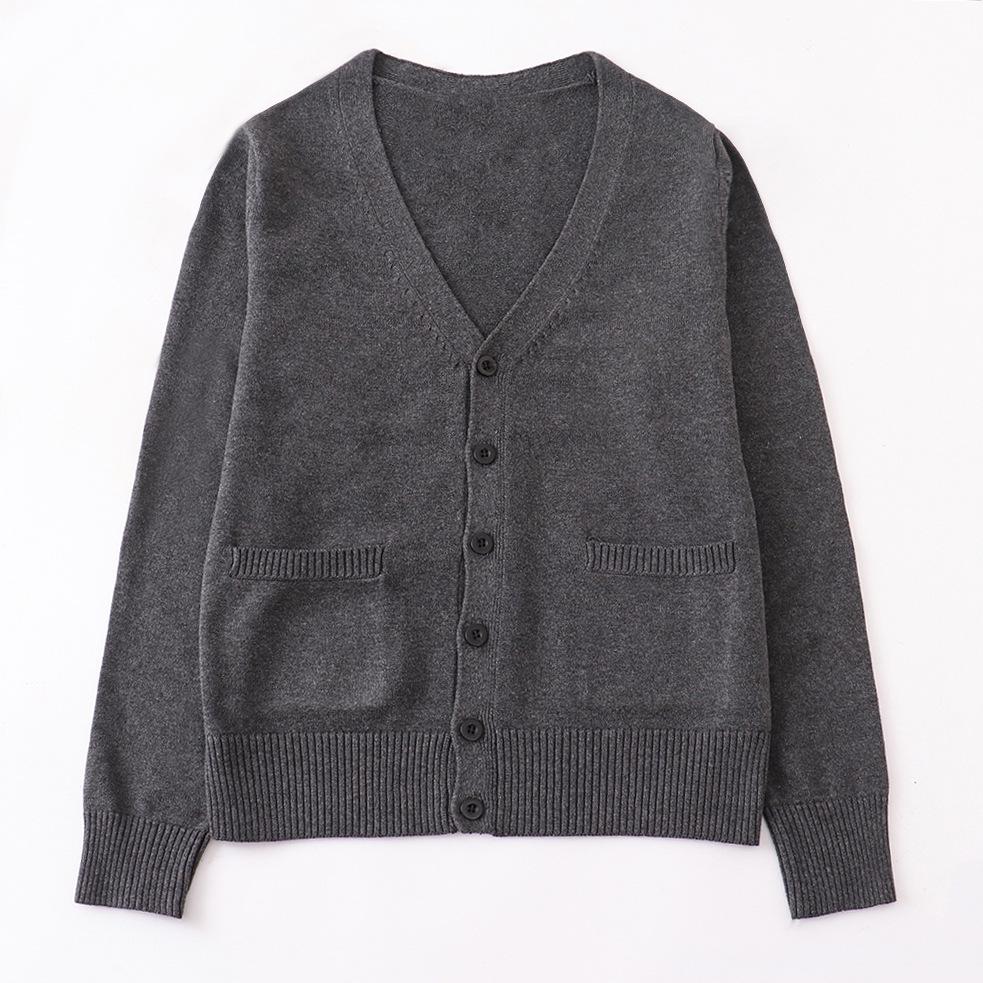 Original JK Basic Solid Color Long Sleeve Cardigan Sweater - Japanese Uniform Style, Versatile Loose Fit Knitted Top.