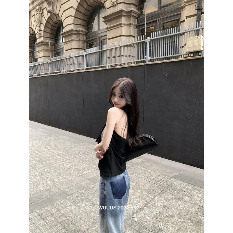 Swing Collar Fake Two Piece Adjustable Halter Top for Hot Girls Sleeveless Top