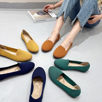 Fashion Whoholl Women Fashion Canvas Platform Slip-on Casual Shoes Size 34~43 Women's Woven Soft Bottom Knitted Flats Spring Round-toe