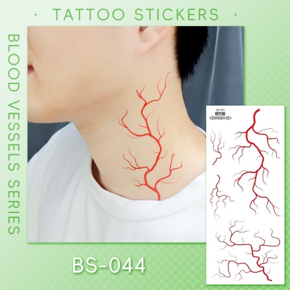 Crack Mark Temporary Tattoo Sticker Realistic Body Art Halloween Blood Vessels Tattoo Makeup