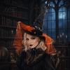 Dark Magician Cosplay Headwear Halloween Witch Hat for Women, Gothic Spider Web Mesh Skeleton Hand Multi Layered Lace Decor Rose Flower Wizard