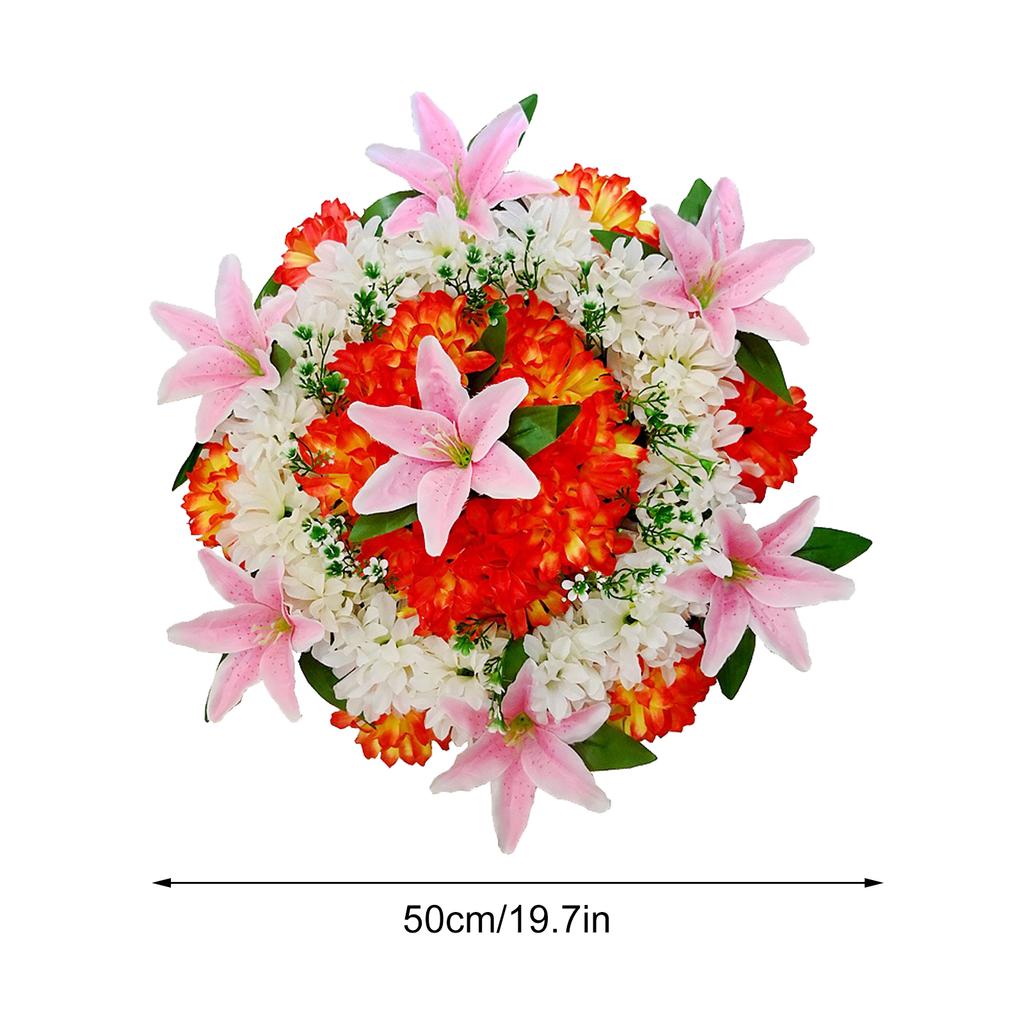 Cemetery Wreath Artificial Memorial Wreath Plastic Loop Silk Cloth Flower 50cm Diameter