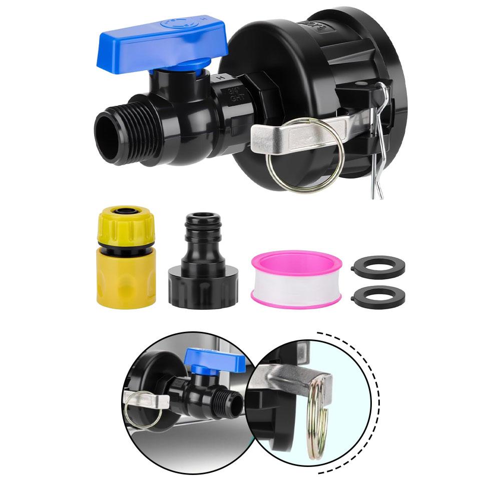 Nockenschloss-Anschluss IBC-Container-Adapter Gartenbewässerung Hochfluss-Kugelhahn Nockenschloss-Anschlüsse 2 Nockenschloss-Anschlüsse, 3/4 GHT