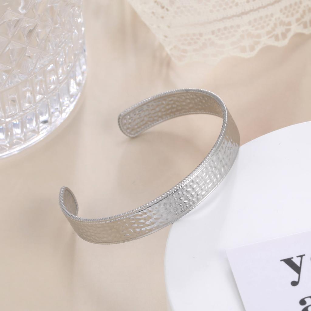 Stainless Steel Cuff Bracelet On Hand Women Geometric Flower Leaves Eye Adjustable Open Gold Bangle Jewelry
