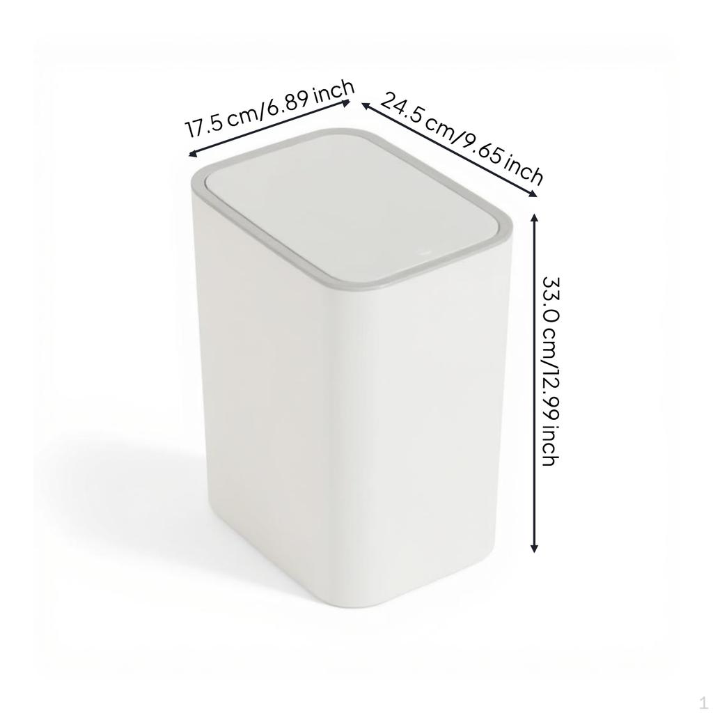 Mülleimer, Drückdeckel, Badezimmer Küchenabfalleimer, Modernes Design Weiß 24,5x17,5x33cm